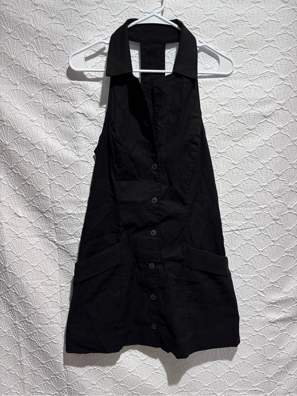 Maeve by Anthropologie Black Linen Blend Halter Shirt Dress Medium